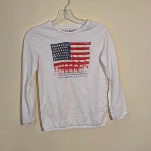 Zara Boys Long Sleeve Graphic T shirt American Flag